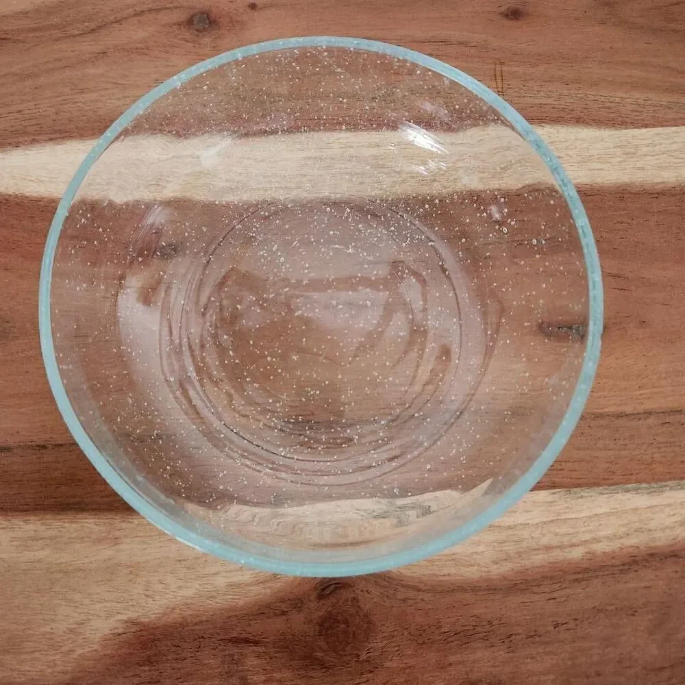 One single salad cereal bowl clear glass mini bubbles